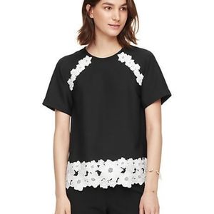 NWOT Kate Spade Lace Trim Satin Crepe Top